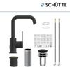 Schwarze Küchenarmatur mit Zubehör