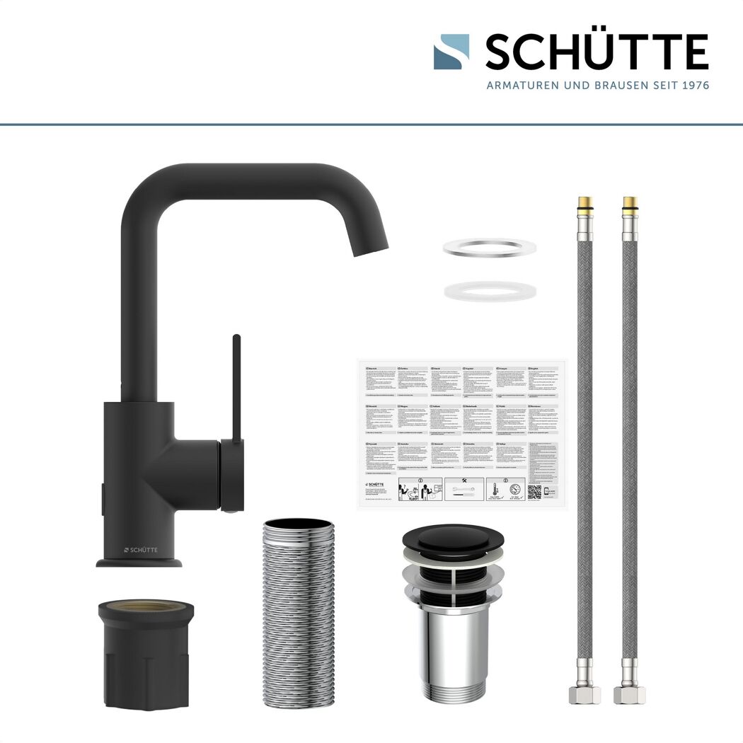 Schwarze Küchenarmatur mit Zubehör