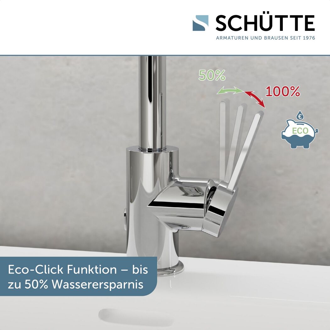 Chrom Armatur mit Eco-Click Funktion