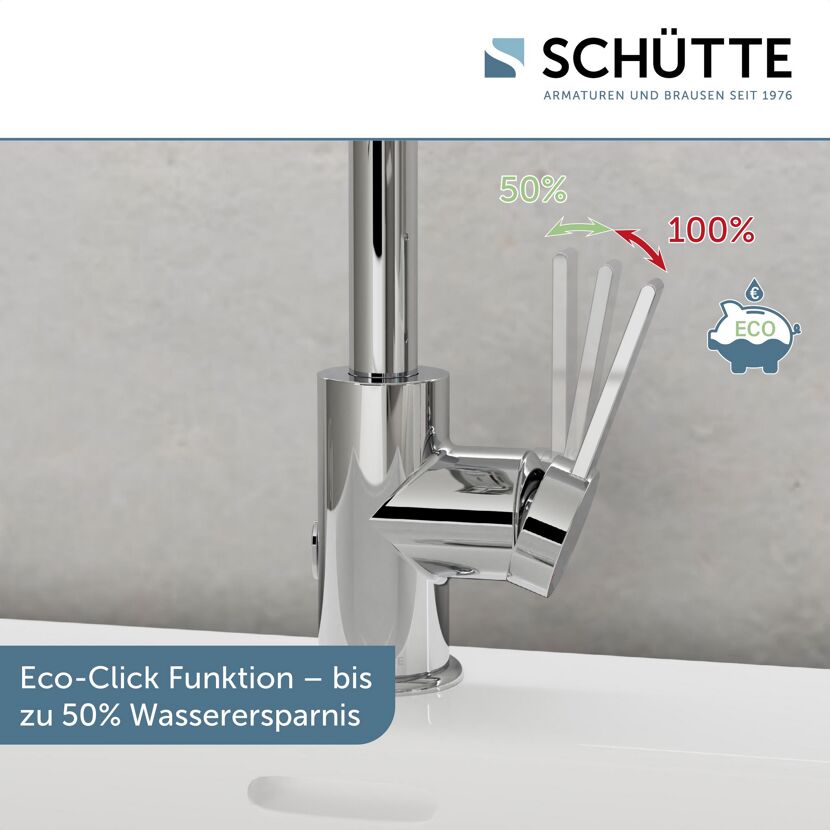 Chrom Armatur mit Eco-Click Funktion