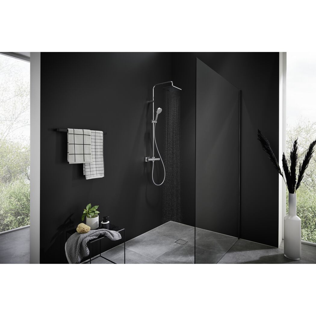 Duschsystem 'Vernis Shape Showepipe 230' 1jet EcoSmart mit Thermostat, verchromt