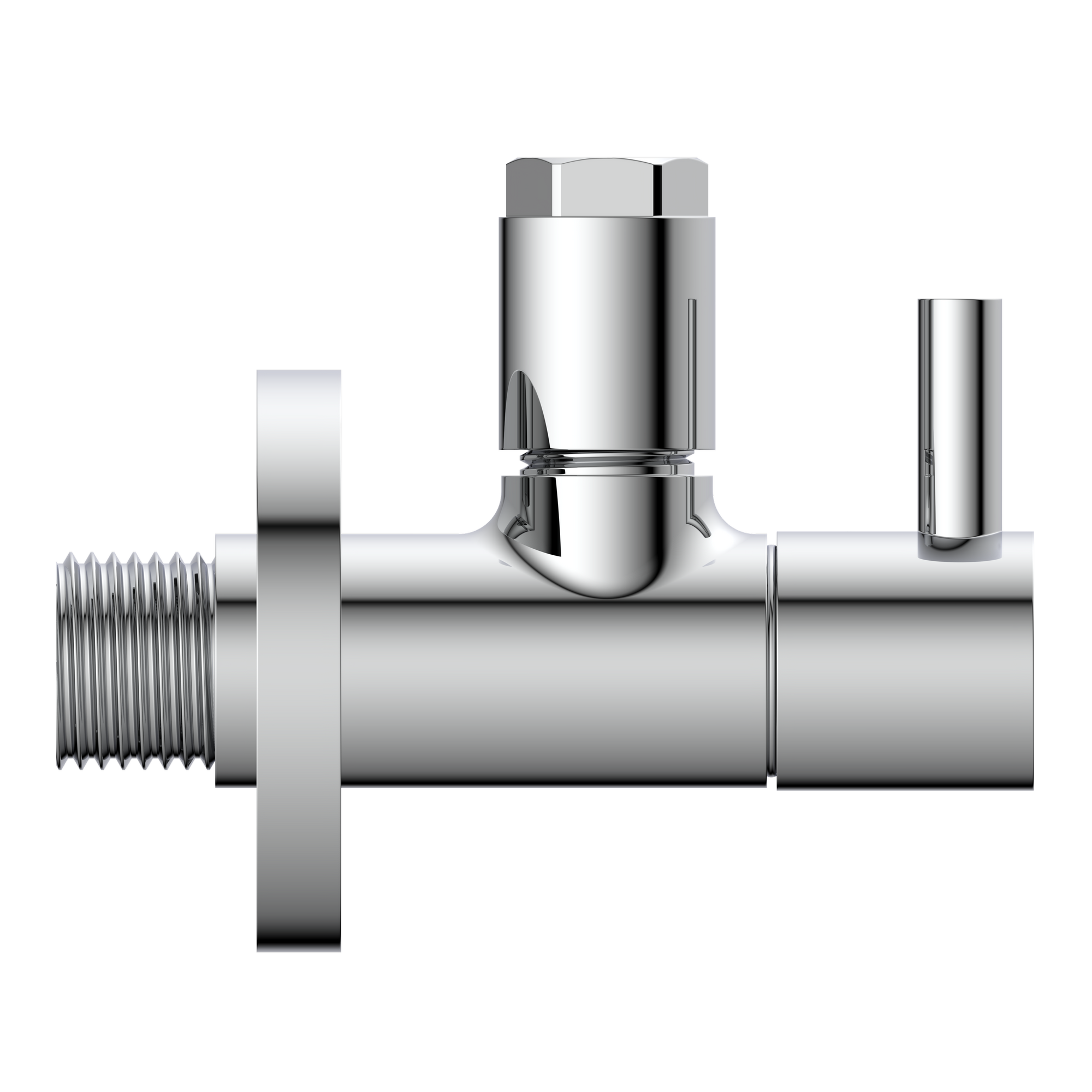 Eckventil Messing verchromt 1/2" AG x 10 mm, mit Rosette