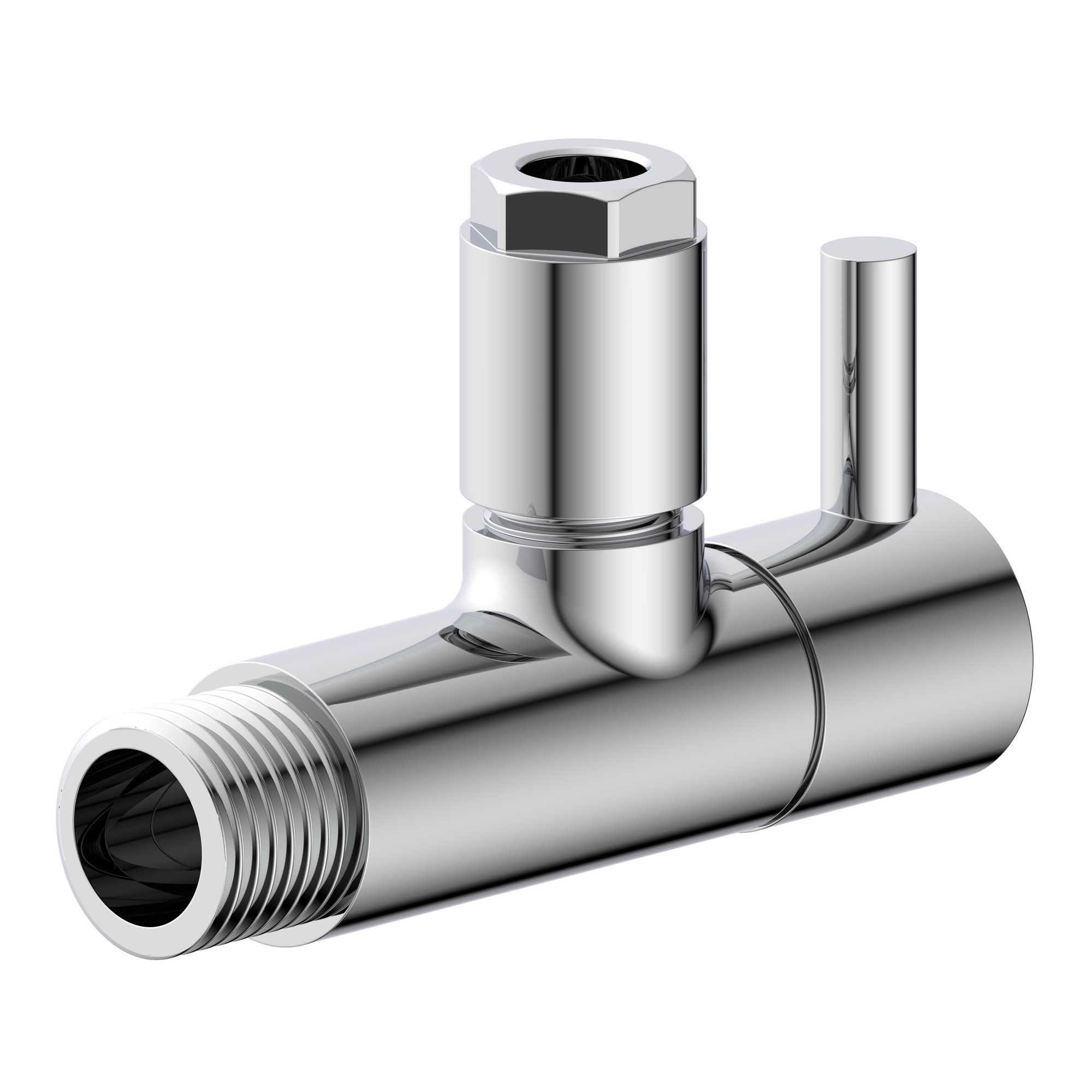 Eckventil Messing verchromt 1/2" AG x 10 mm, mit Rosette