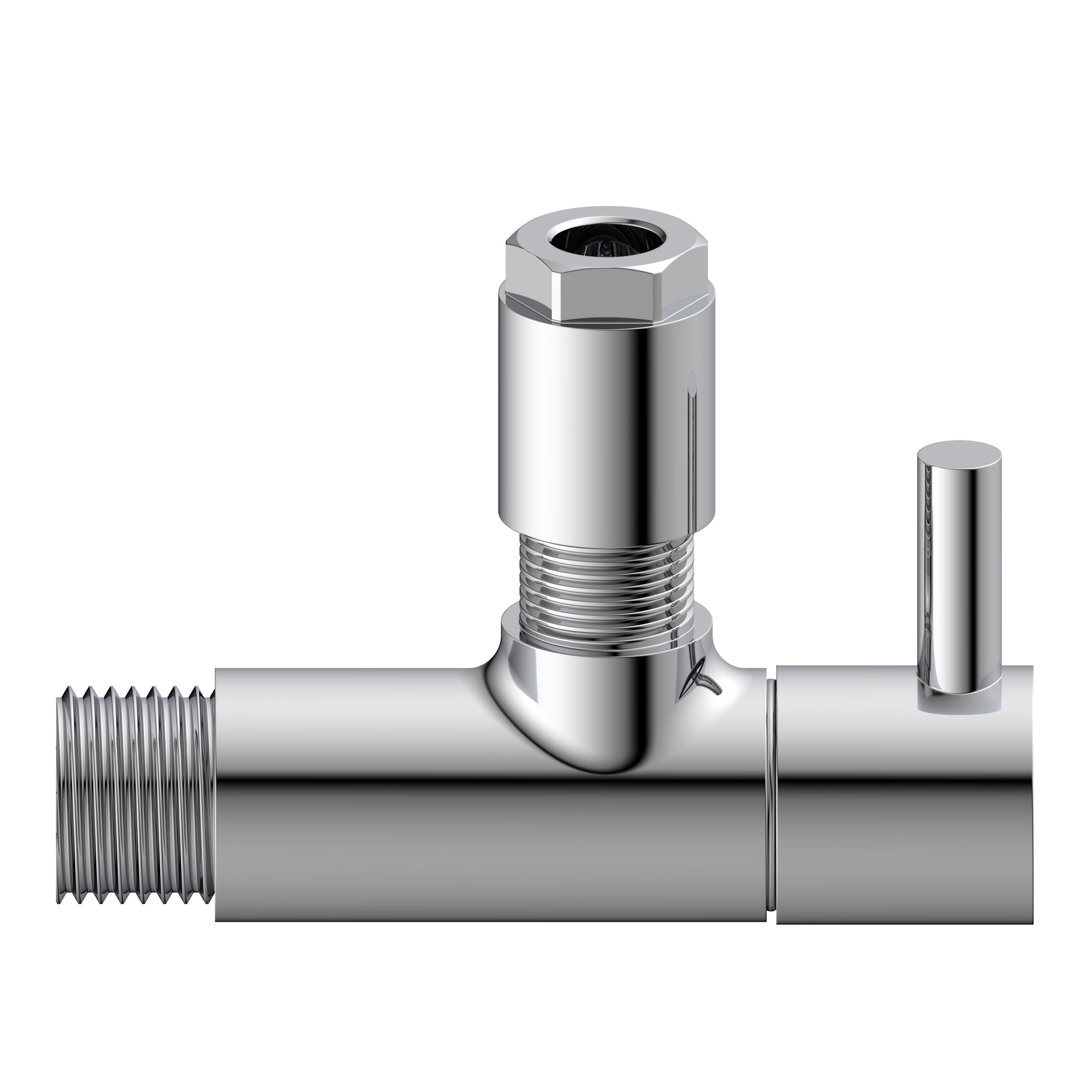 Eckventil Messing verchromt 1/2" AG x 10 mm, mit Rosette