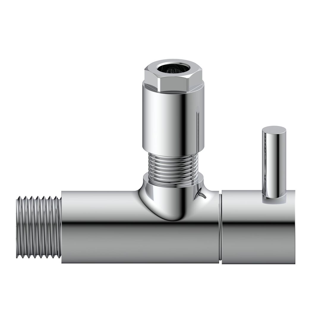 Eckventil Messing verchromt 1/2" AG x 10 mm, mit Rosette