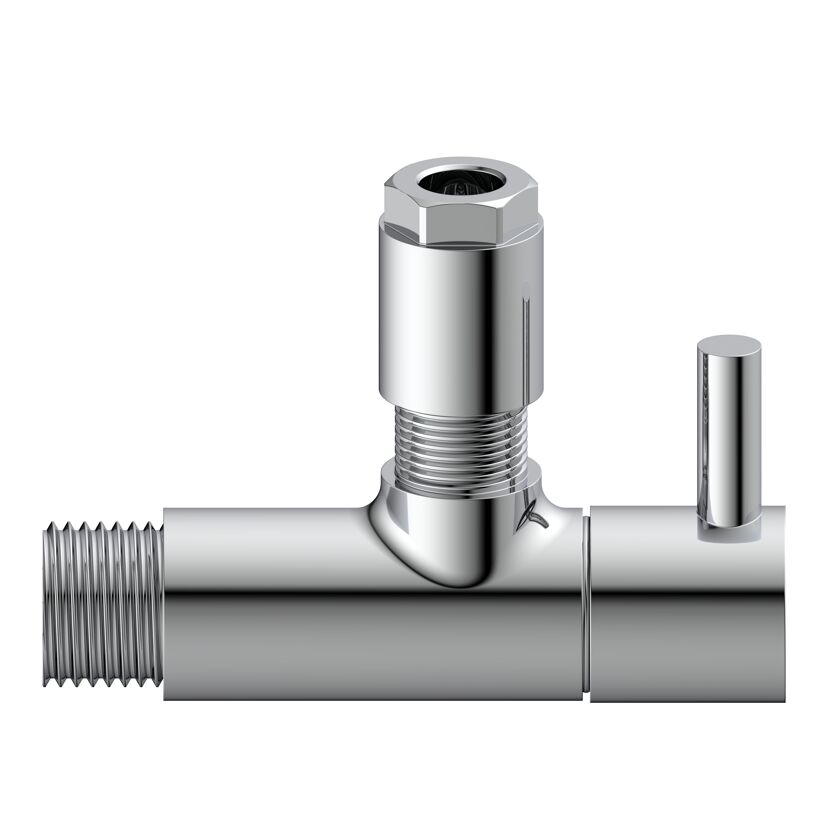 Eckventil Messing verchromt 1/2" AG x 10 mm, mit Rosette