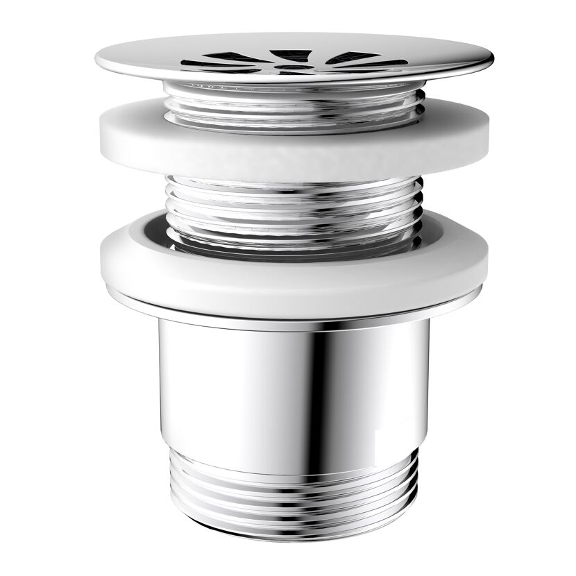 Ablaufventil Messing verchromt 1 1/4" x 65 mm, ohne Überlauf und Stopfen