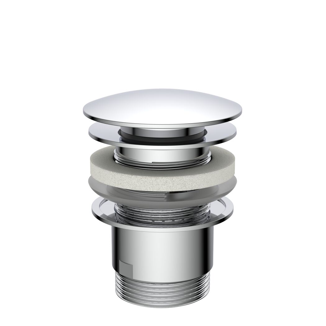 Pop Up Ablaufventil Messing verchromt 1 1/4" x 65 mm, mit Überlauf
