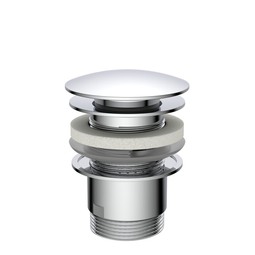 Pop Up Ablaufventil Messing verchromt 1 1/4" x 65 mm, mit Überlauf