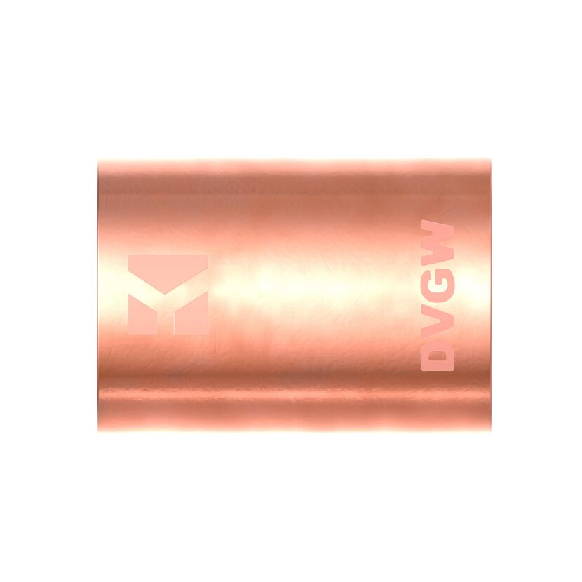 Kupferne Löt-Doppelmuffe 22 mm von DVGW