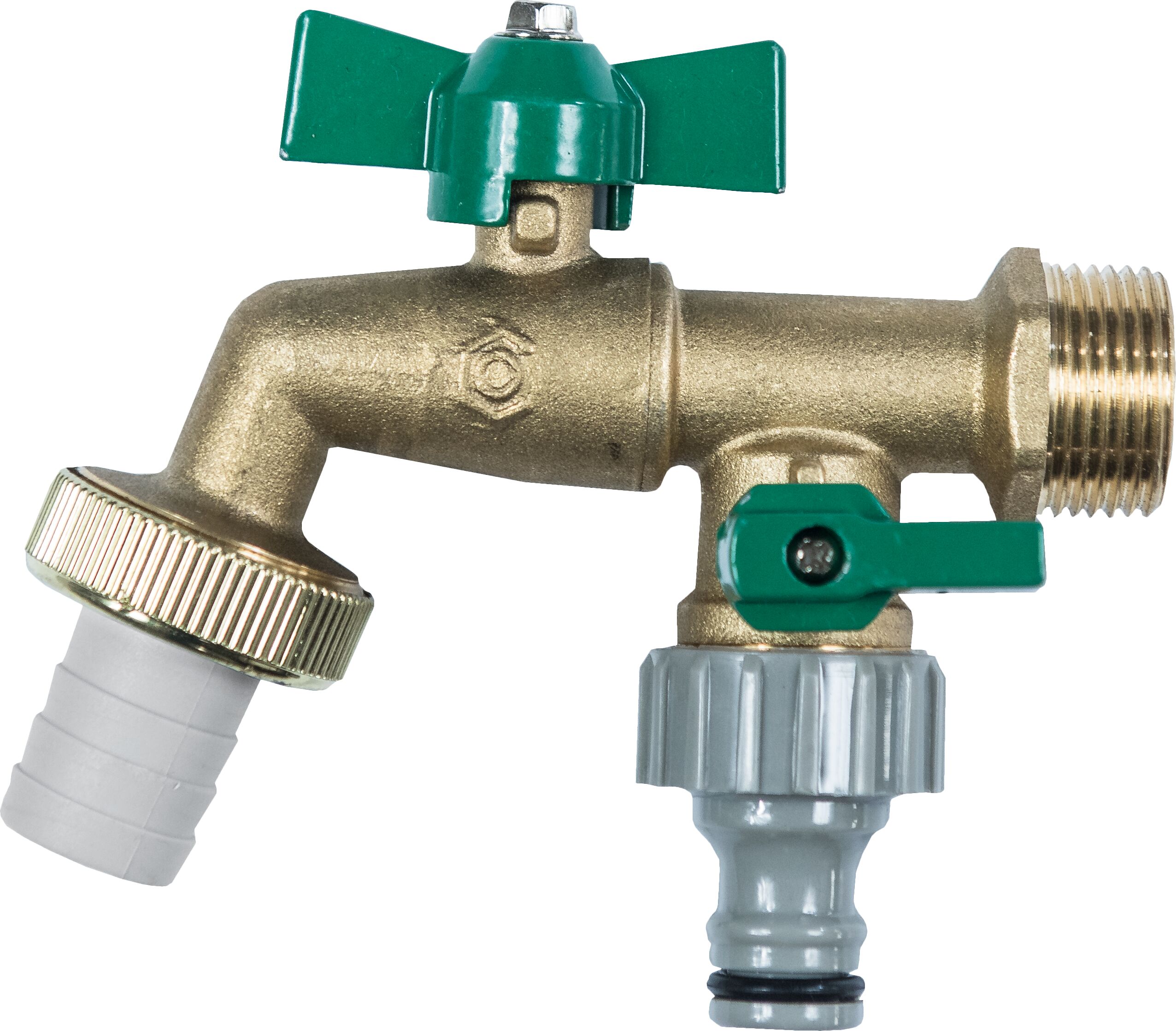 Messing Zweiwegeventil mit grünem Griff