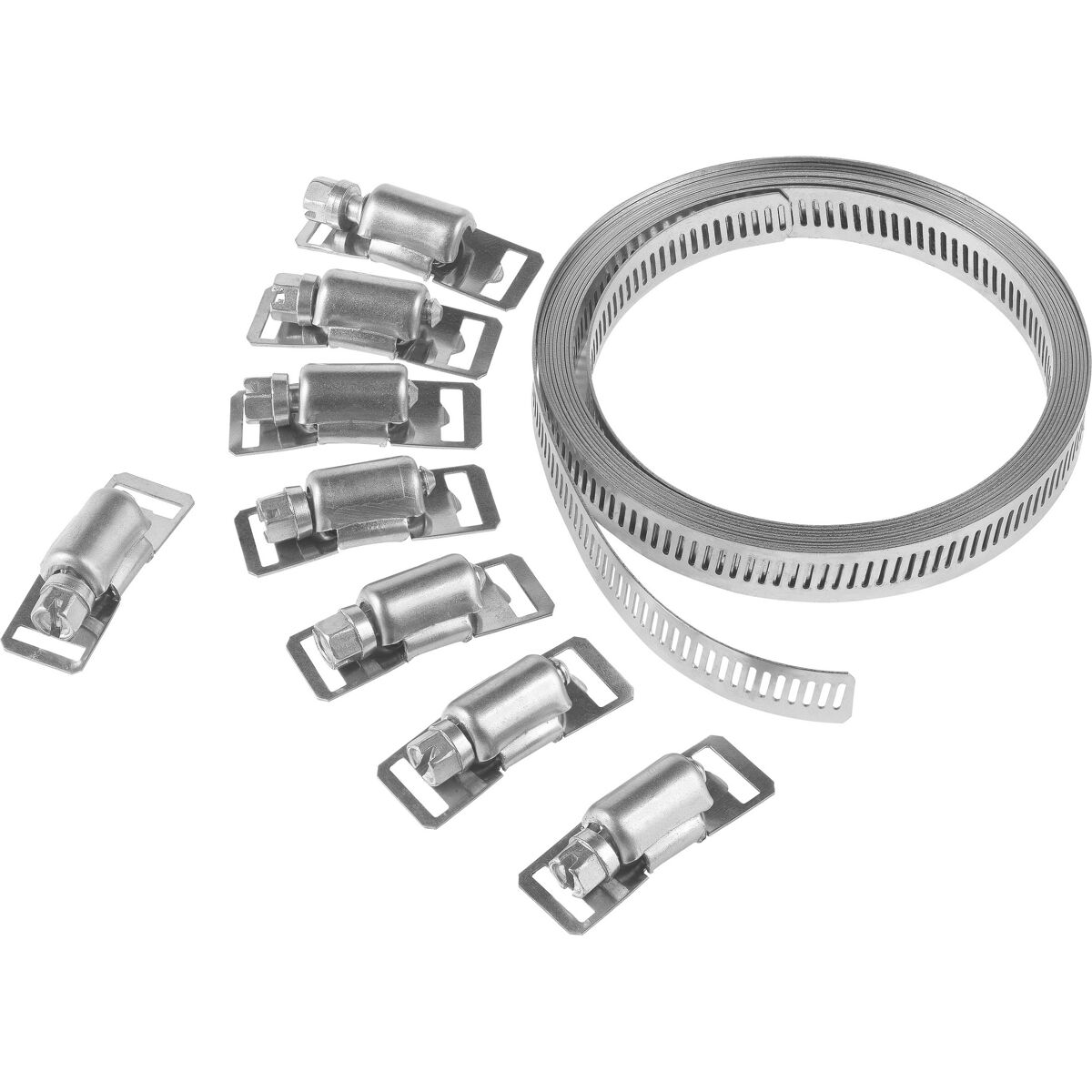 DIY Schlauchschellen-Set – 3 M Edelstahlband + 12 Klemmen, Endlos Einstellbar