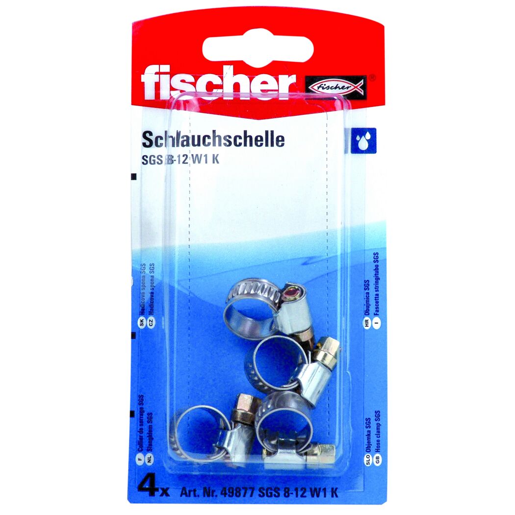 Vier Schlauchschellen in Verpackung