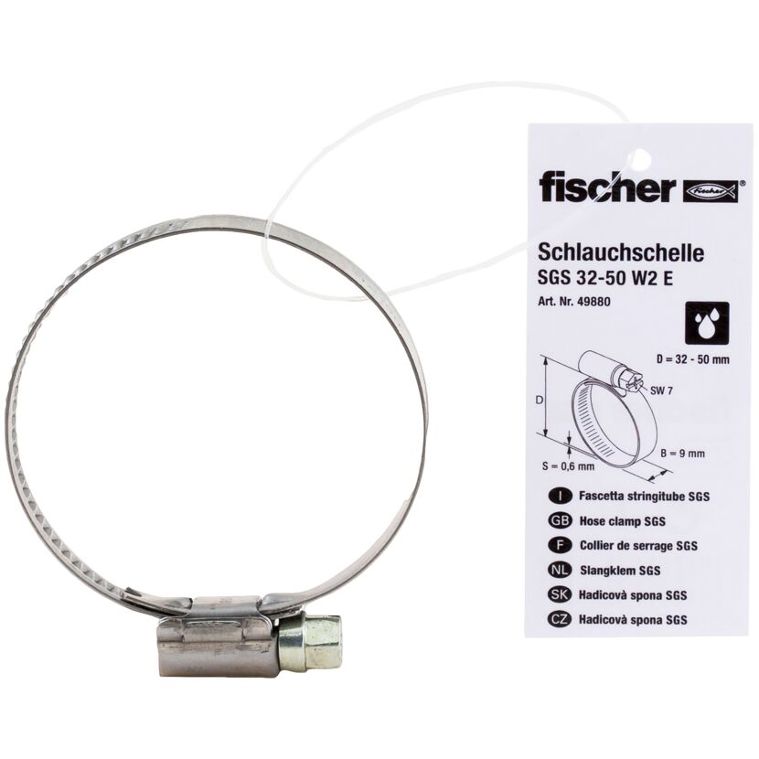 Metallene Schlauchschelle mit Schraube.