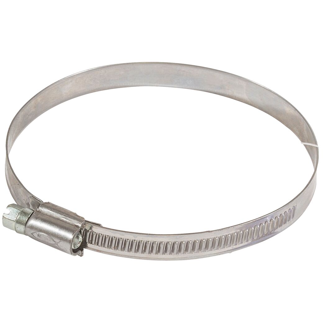 Metallene Schlauchschelle mit Schraube.