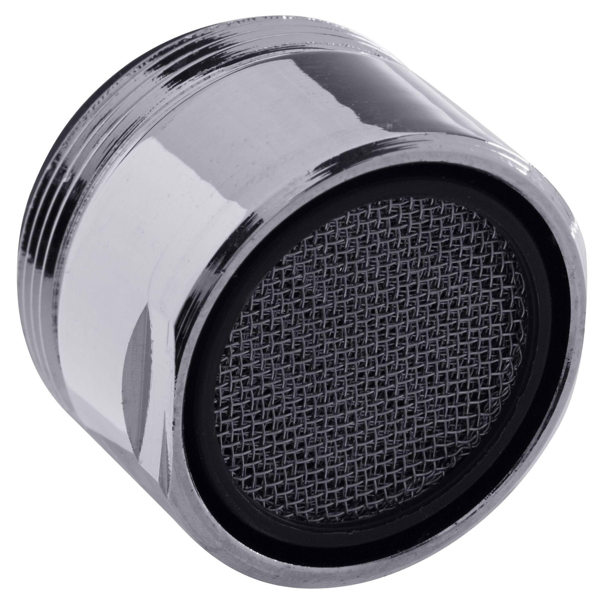 Chromfarbener Luftsprudler für Wasserhähne.