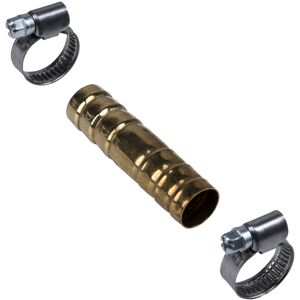 Schlauchverbinder Messing blank 1/2", mit 2 Schellen Ø 12-20 mm