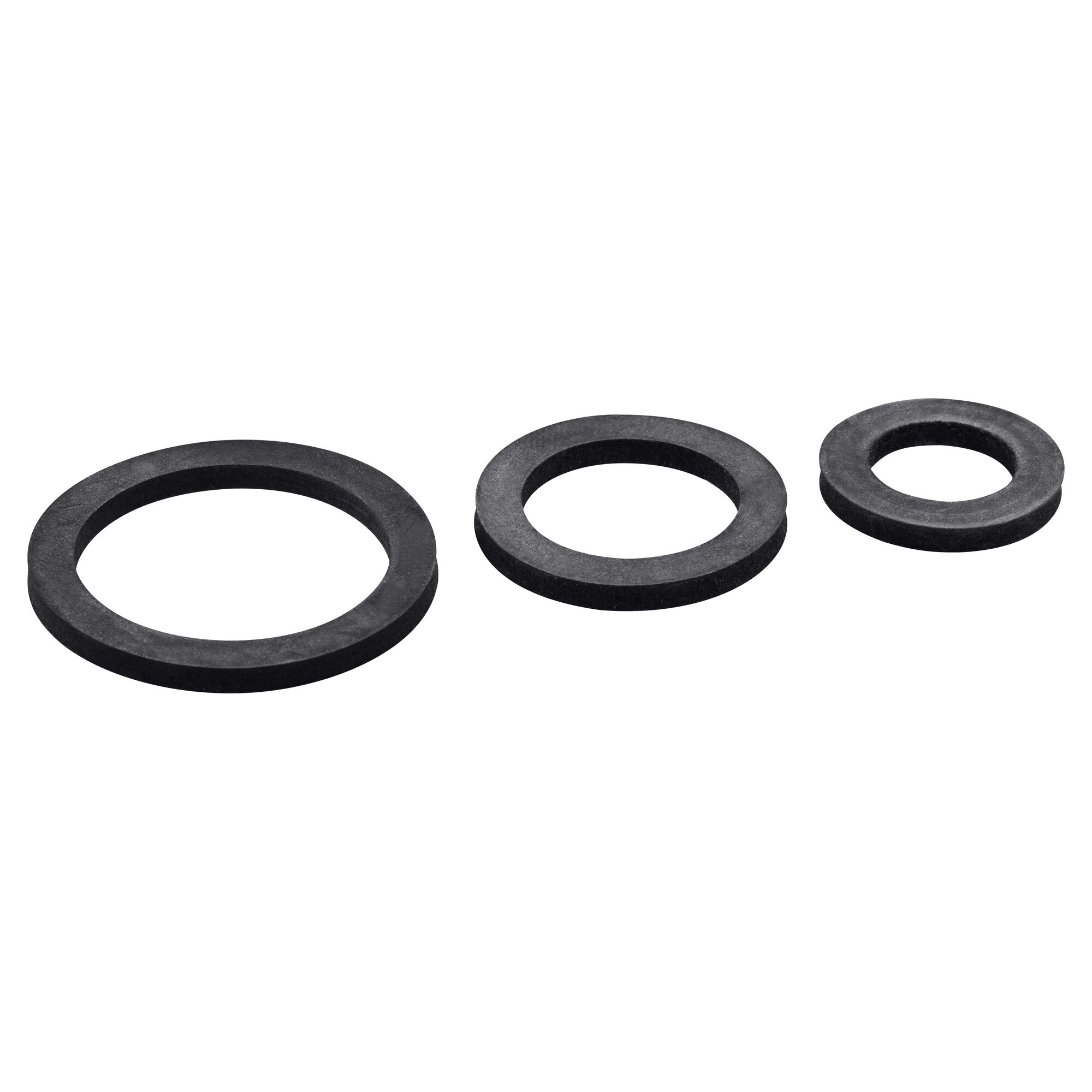 Drei schwarze Gummidichtungen