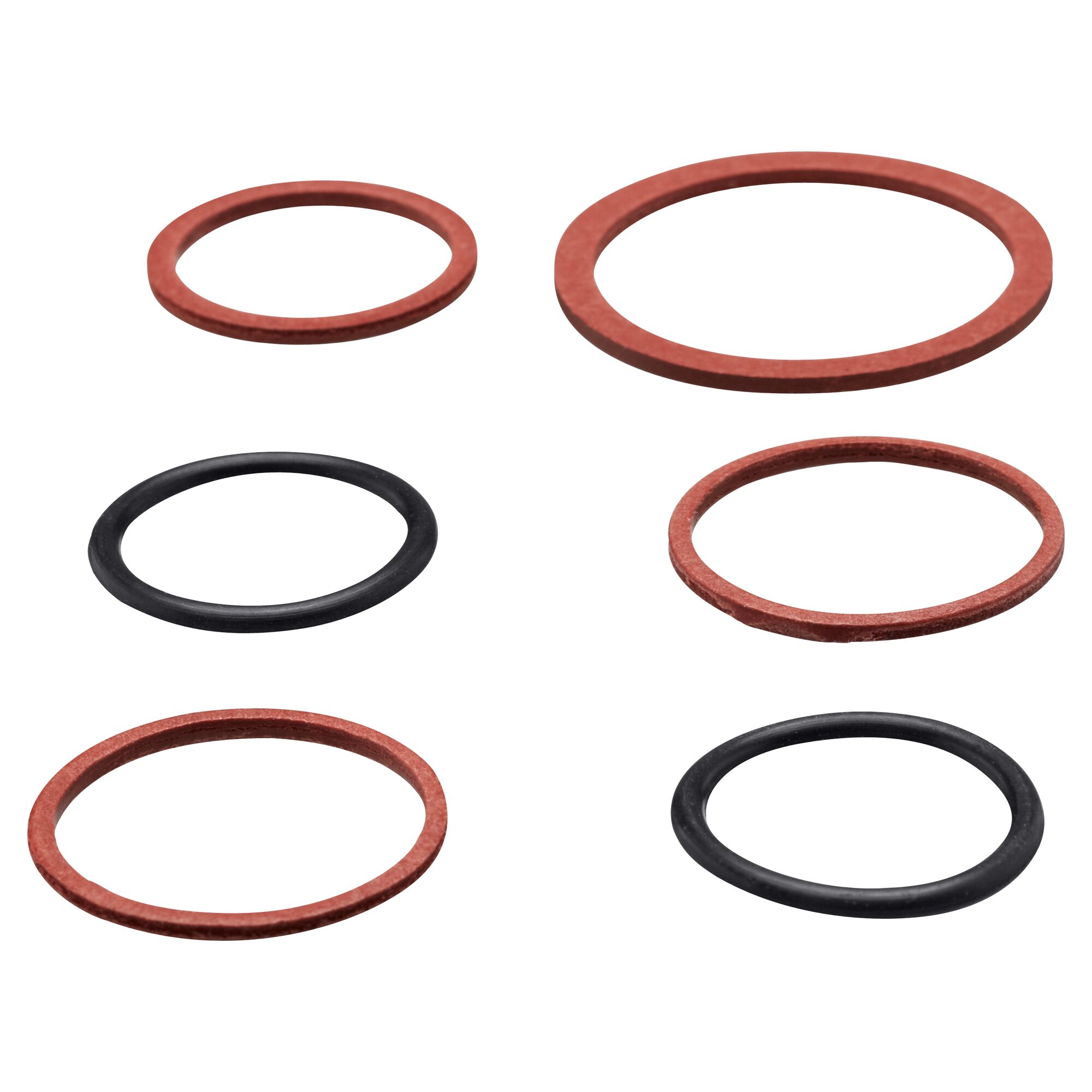Satz mit sechs Dichtungsringen in verschiedenen Größen