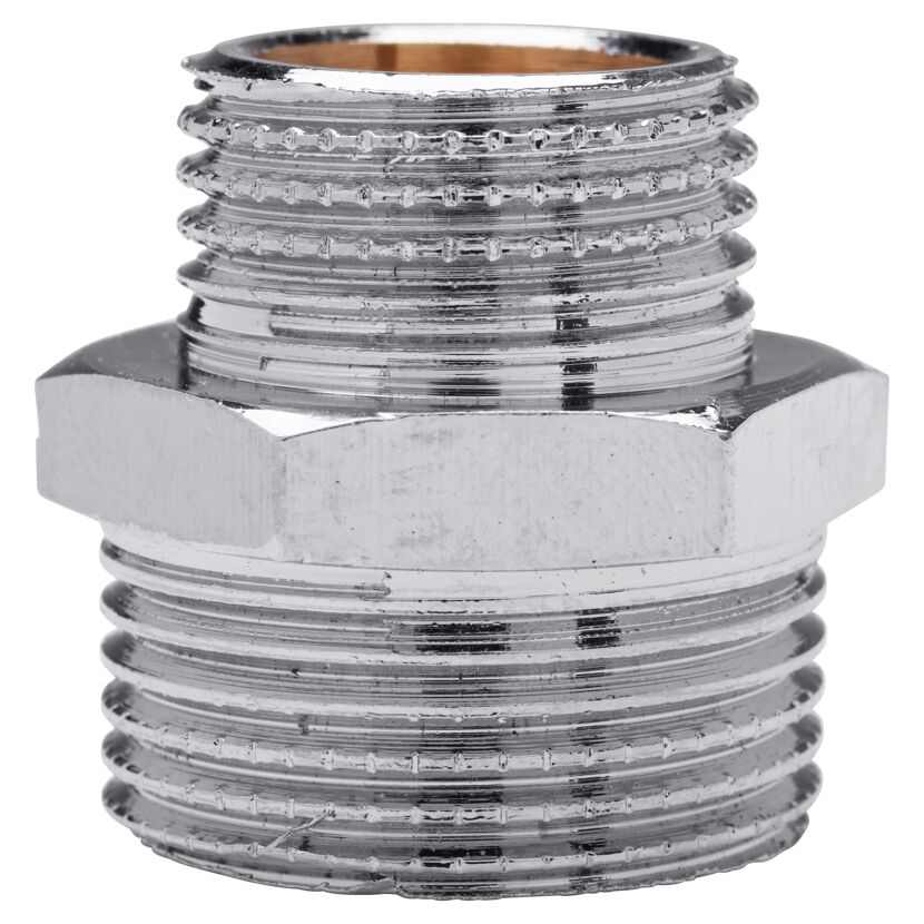 Verchromter Reduzierdoppelnippel 1/2" x 3/8"