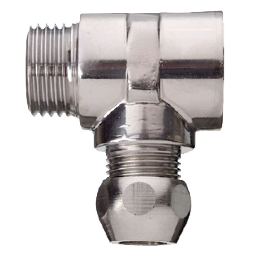 T-Stück Messing verchromt Ø 10 mm  x 1/2" IG/AG