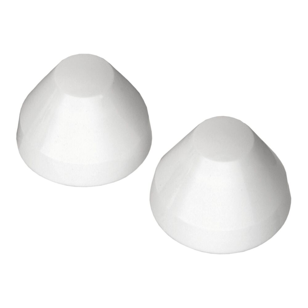 Zwei weiße Abdeckkappen für Wand-WC und Bidet