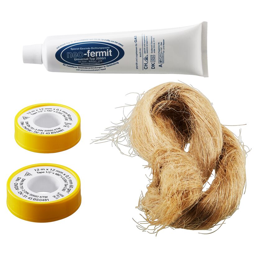 Neo Fermit Dichtungsset mit Paste, Hanf und Teflonband