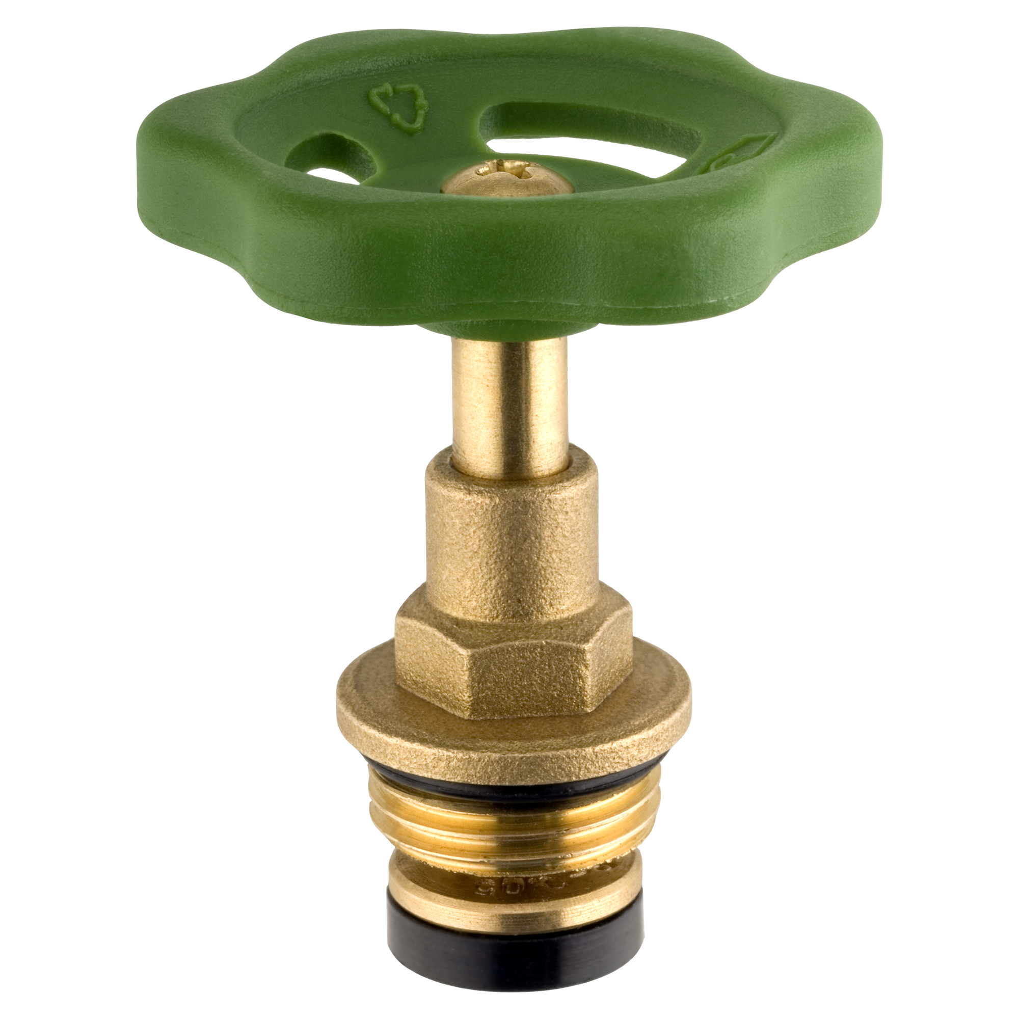 Ventiloberteil golden/grün Messing 3/4" AG, mit Handrad