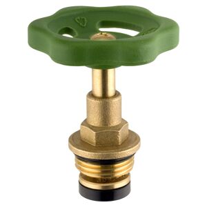 Ventiloberteil golden/grün Messing 3/4" AG, mit Handrad