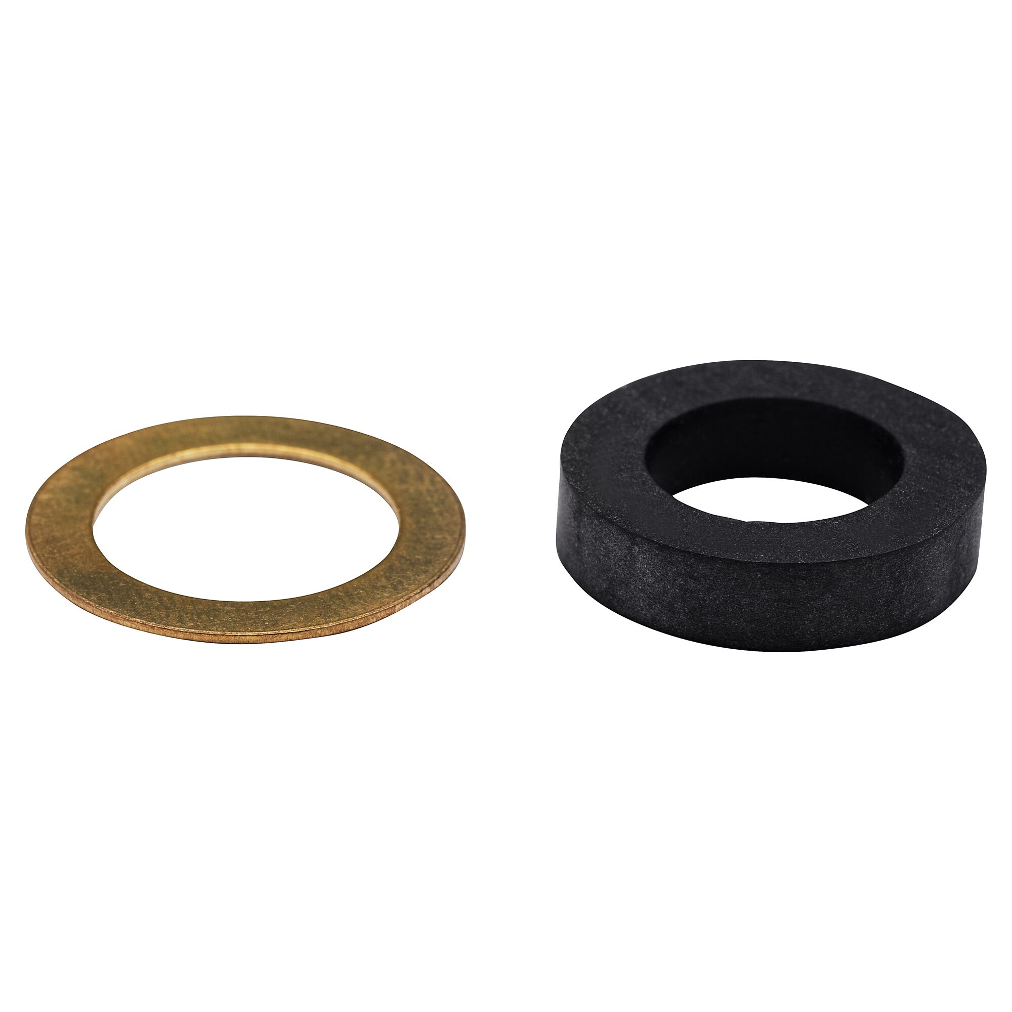 Zwei Dichtungsringe, einer messingfarben, einer schwarz