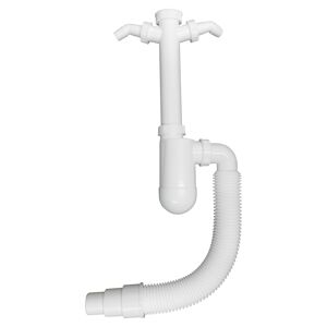 Tassengeruchsverschluss 2 Maschinenanschlüsse flexibel weiß