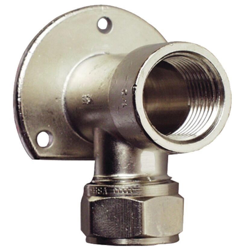 Wandscheibe mit Winkel 90° verchromt 1/2" IG x Ø 12 mm