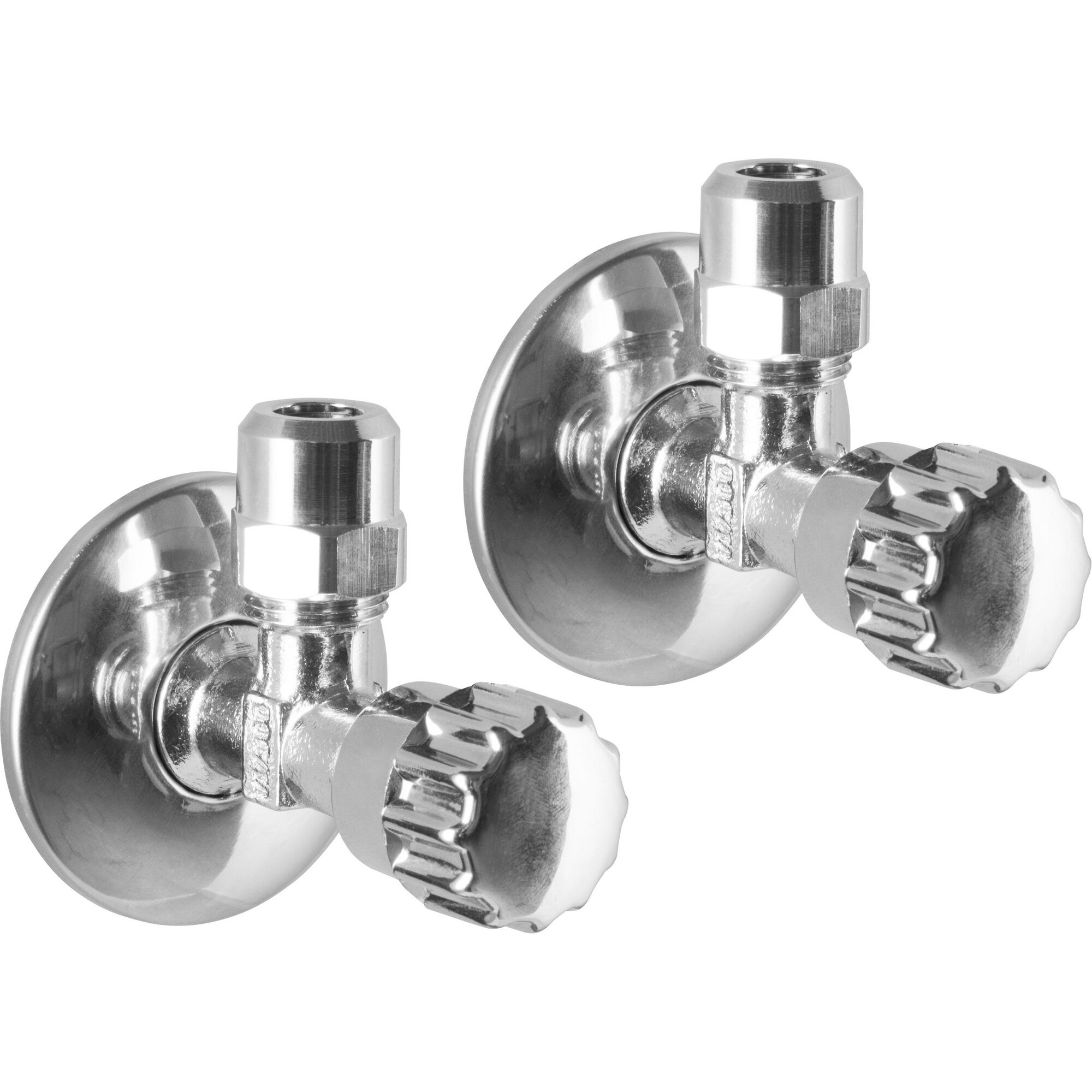 Zwei verchromte Eckventile