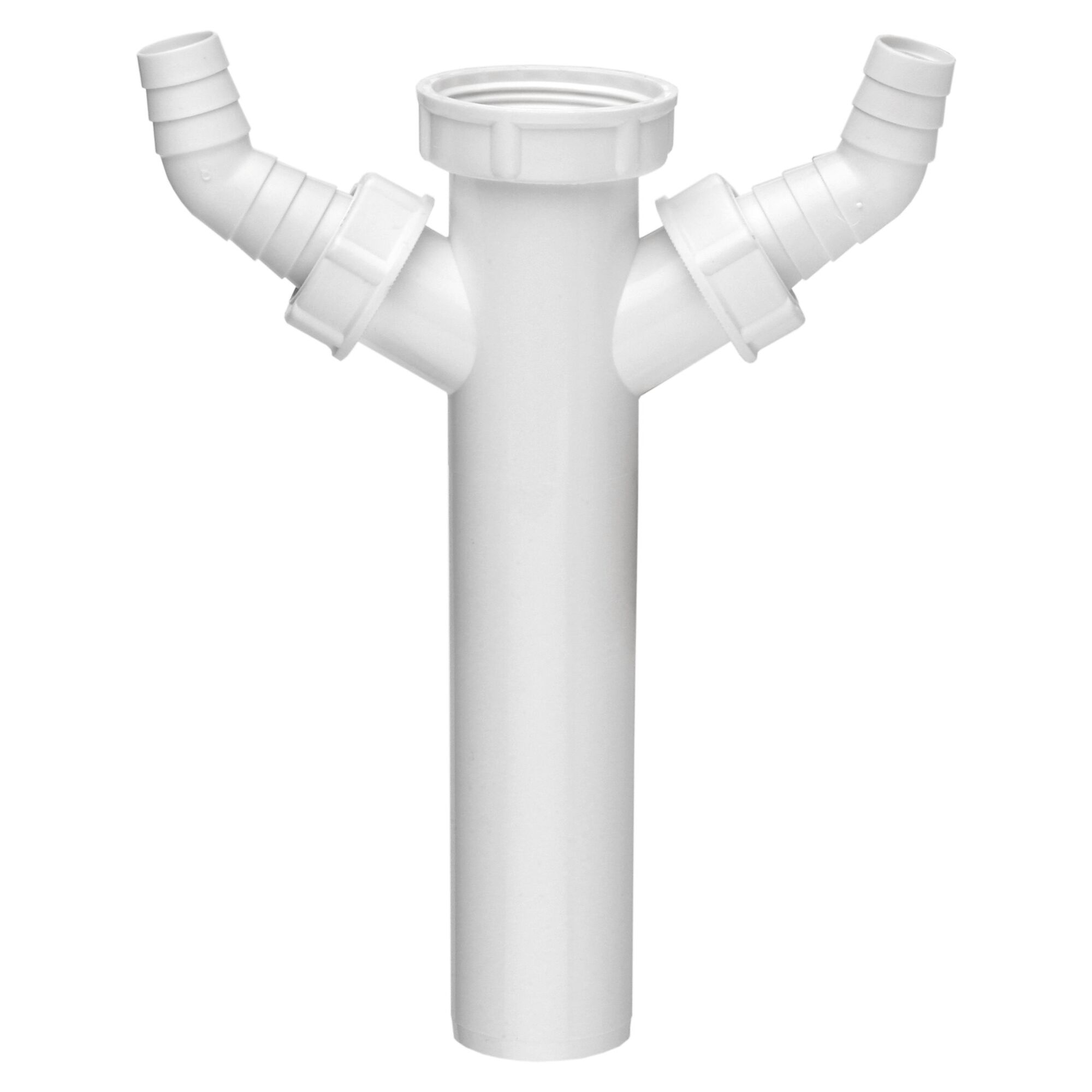 Weißes Kunststoff-Verstellrohr mit zwei Anschlüssen