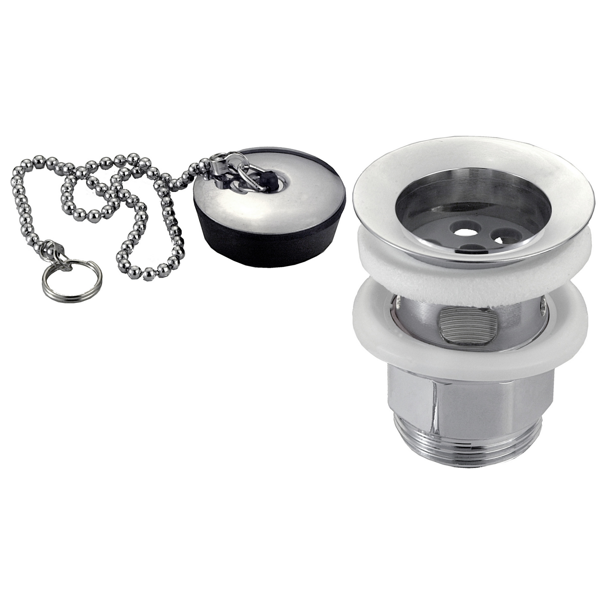 Ablaufventil chromfarben mit Stopfen 11/4"