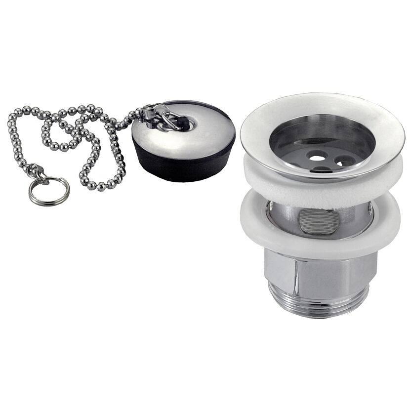 Ablaufventil chromfarben mit Stopfen 11/4"