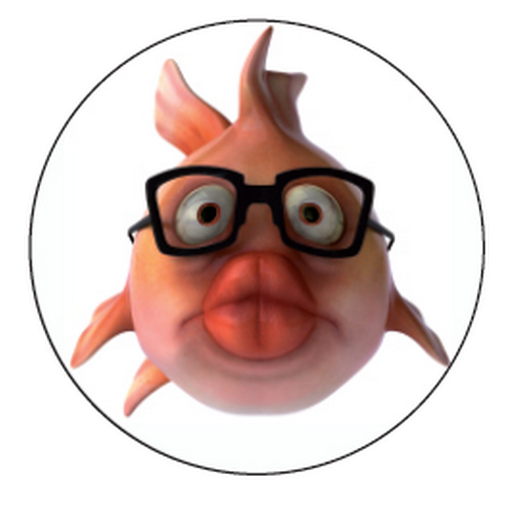 Goldfisch mit Brille und Kussmund