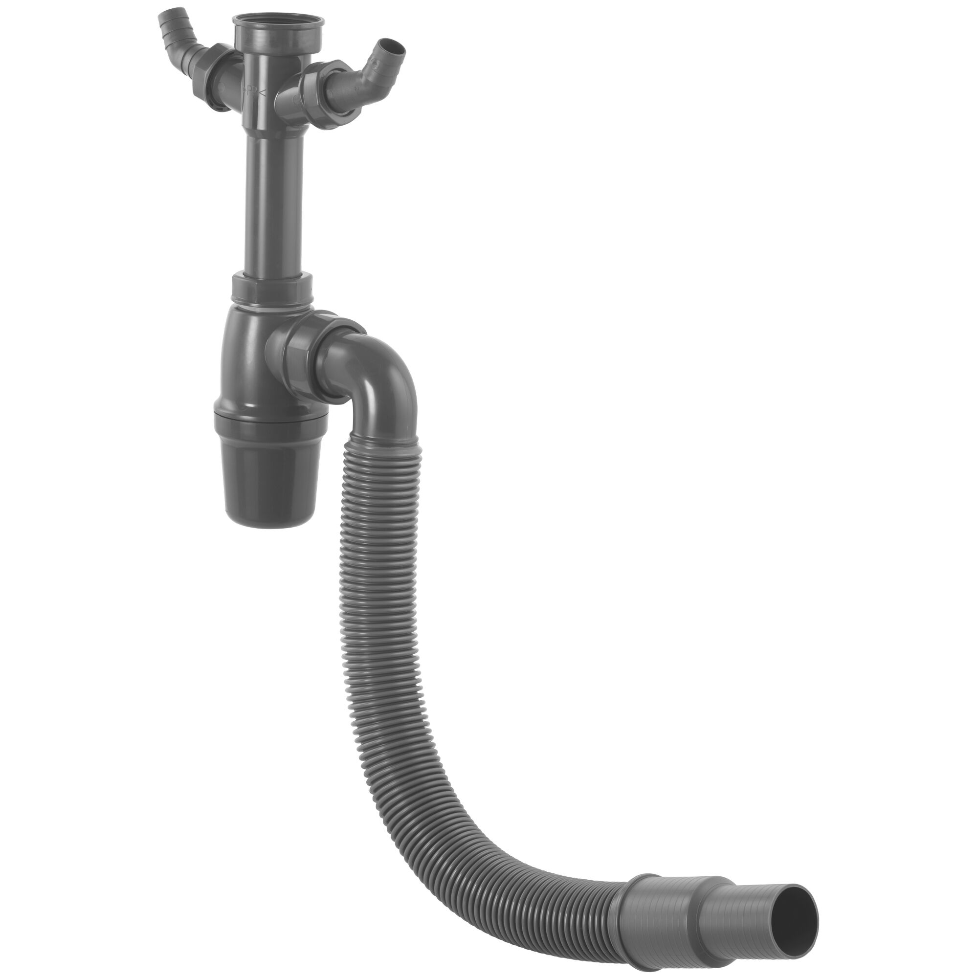 Grauer Flaschensiphon mit zwei Anschlüssen