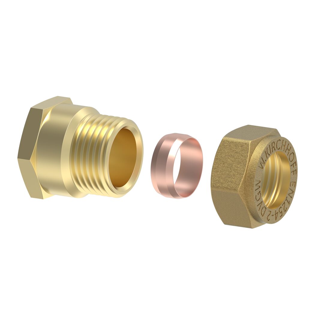 Messing Klemmfitting mit Überwurfmutter und Klemmring