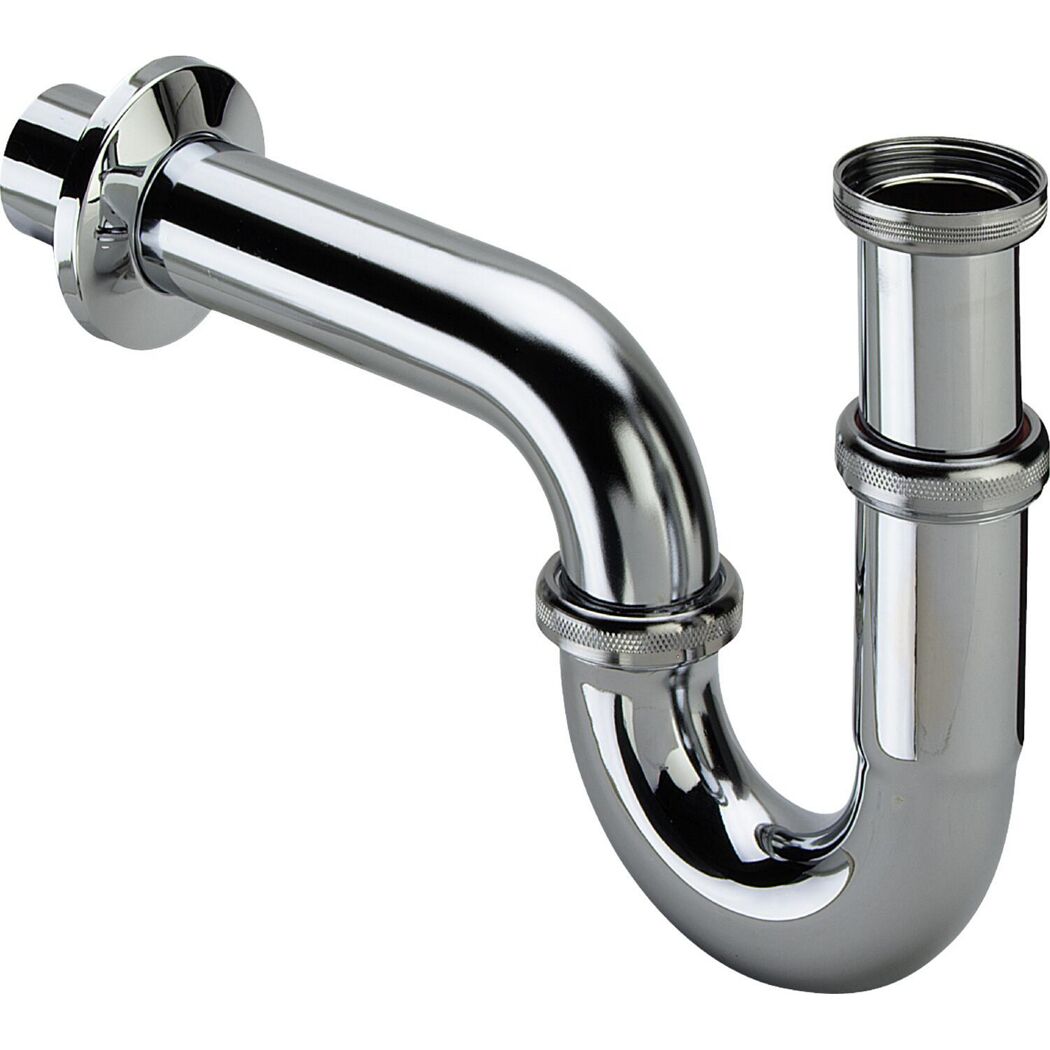 Waschtisch-Installationset mit Röhrensiphon 1 ¼" und 2 x Eckventil 1/2" verchromt
