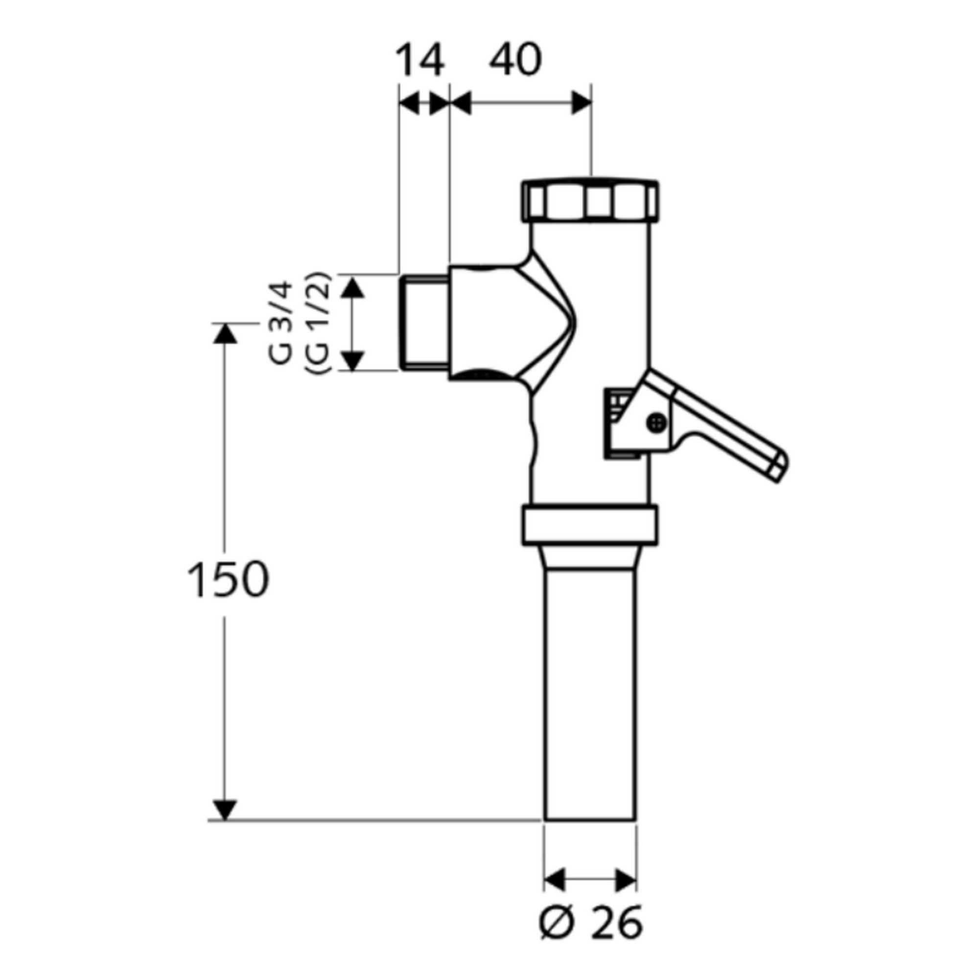 Aufsatz-WC-Druckspüler 'Schellomat' Messing verchromt 3/4"
