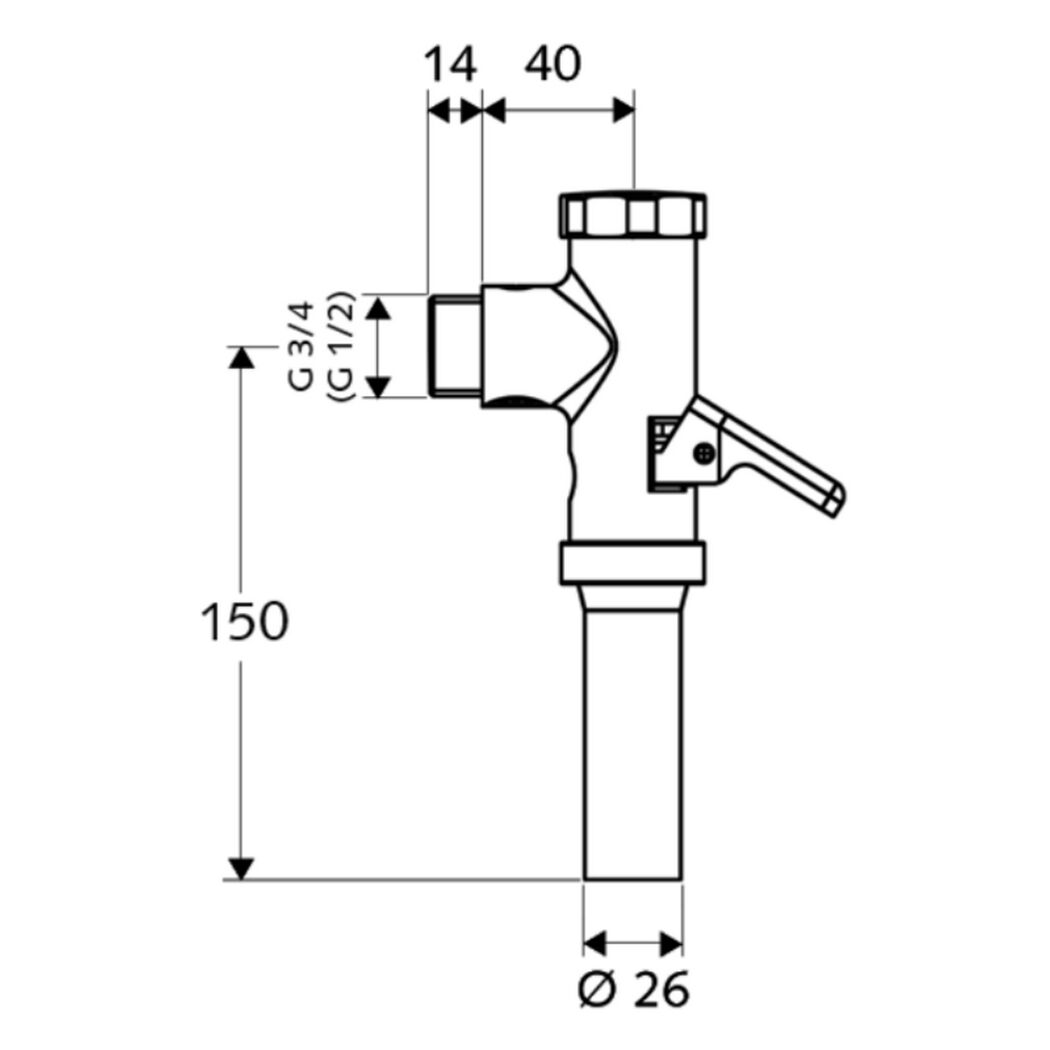 Aufsatz-WC-Druckspüler 'Schellomat' Messing verchromt 3/4"