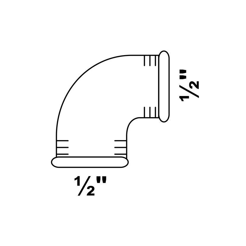 Winkel 90° verzinkt 1/2" IG, 2 Muffen