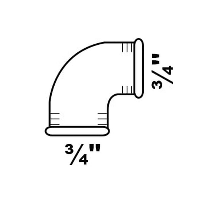 Winkel 90° verzinkt 3/4" IG, 2 Muffen