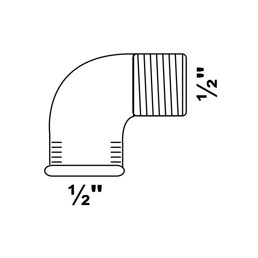 Winkel 90° verzinkt 1/2" IG/AG