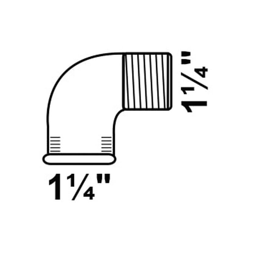Winkel 90° verzinkt 1 1/4" IG/AG, 1 Muffe