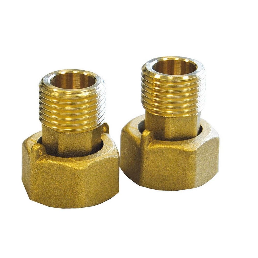 Zwei Wasserzählerverschraubungen 1"IG x 3/4"AG