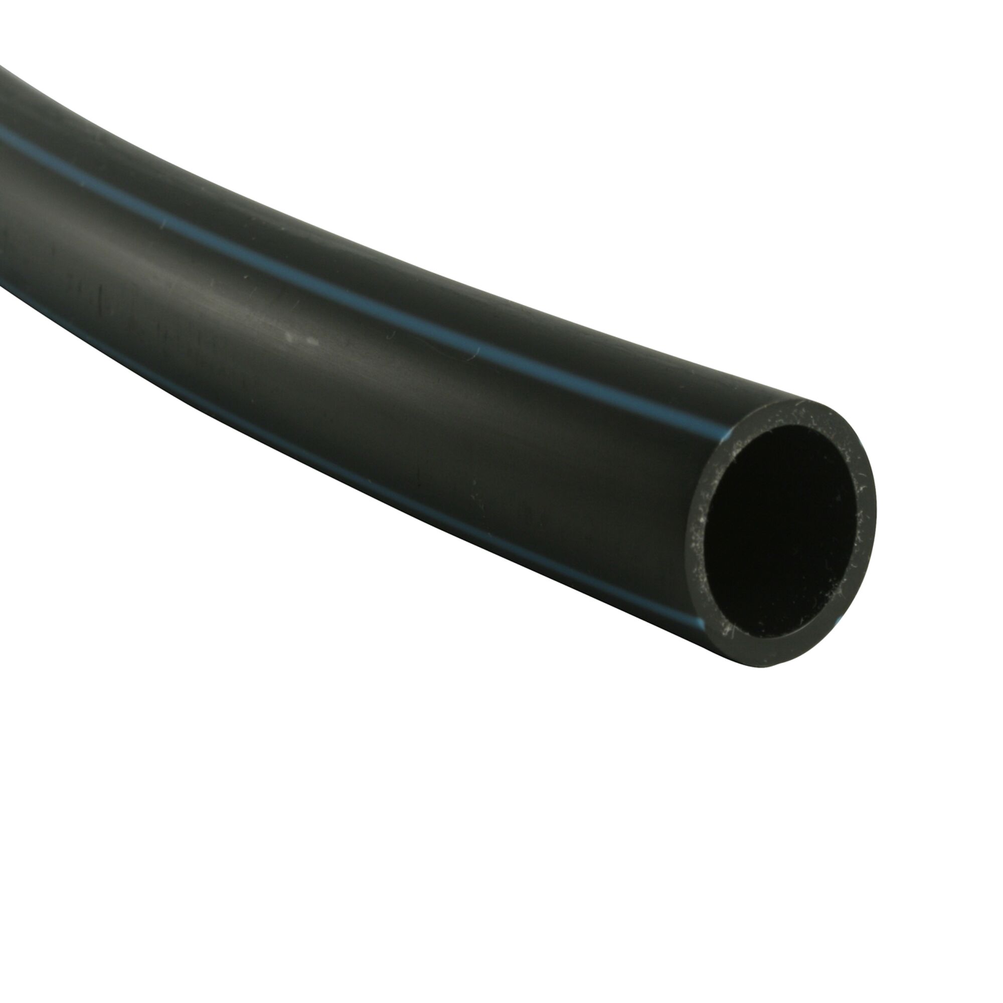Schwarzes PE-Rohr mit blauer Linie