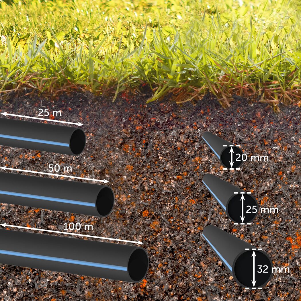 HDPE-Rohr in verschiedenen Größen und Längen