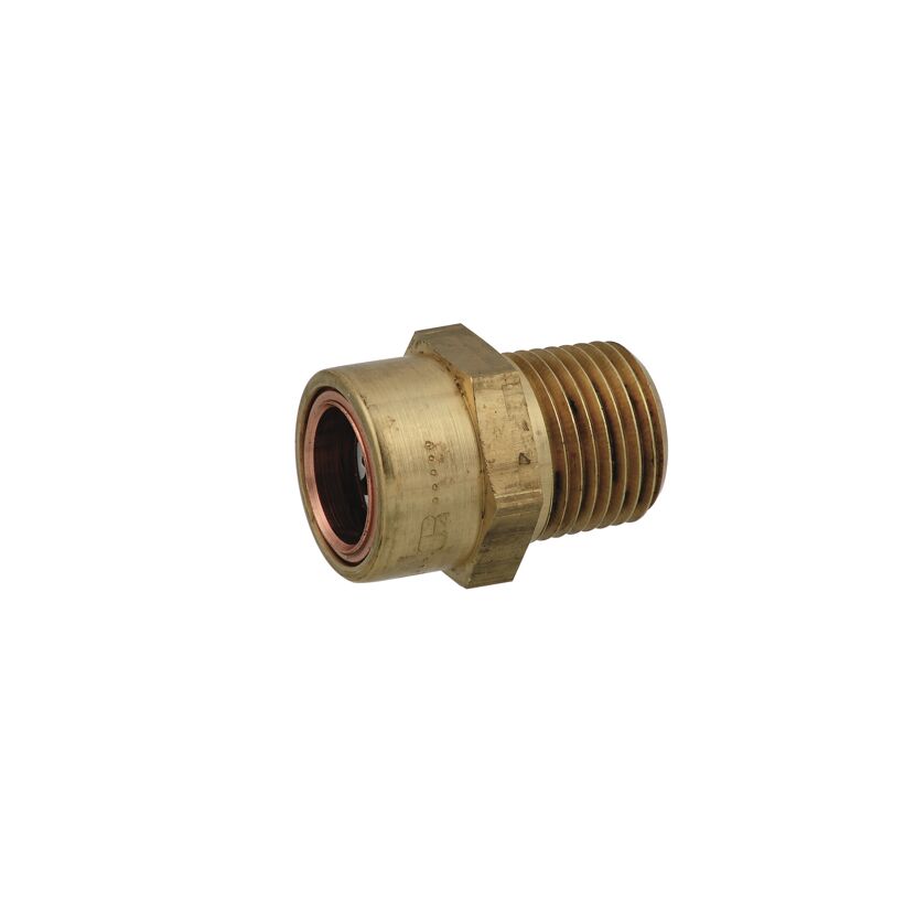 Übergangsnippel Messing blank Ø 15 mm x 1/2" Außengewinde